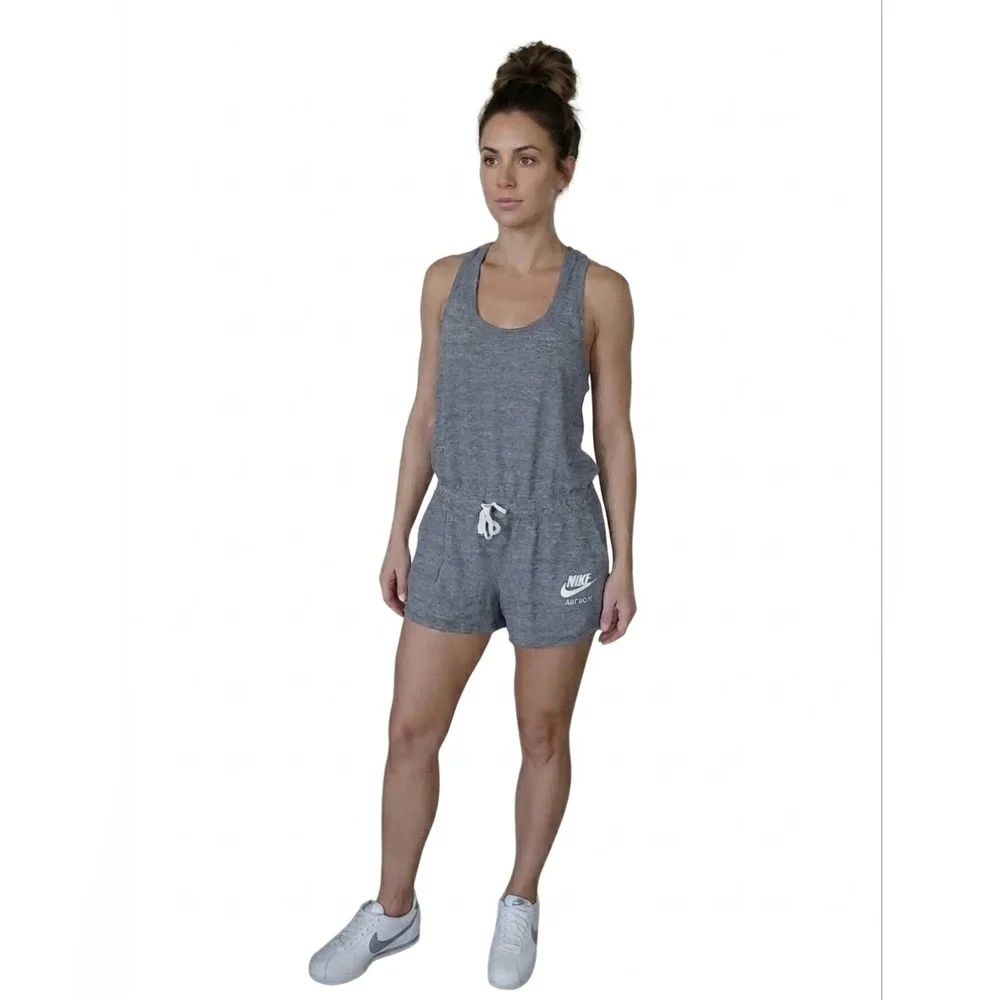 Nike Gray Heather Sleeveless‎ Romper with Drawstring